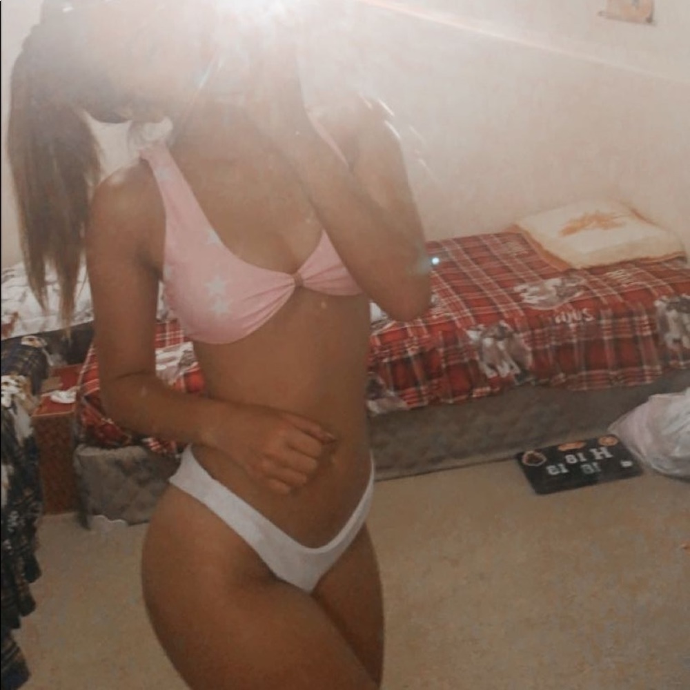Pink and white star bikini